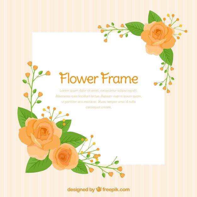 Elegant floral frame with flat design