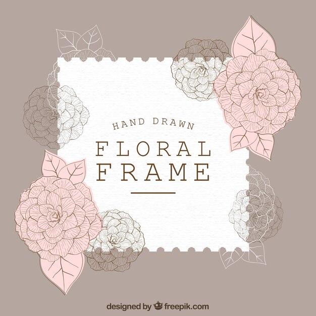 Elegant floral frame with hand drawn style