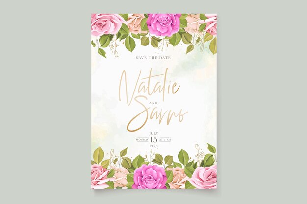 elegant floral hand drawn invitation card set