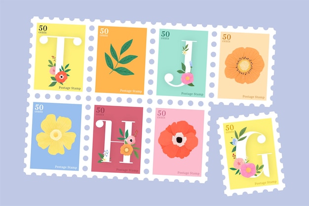 Elegant floral letter stamp set