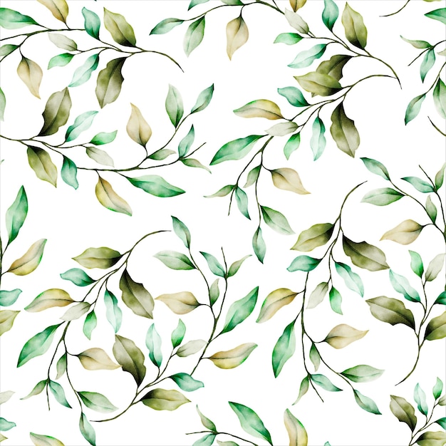 Free Vector elegant floral seamless pattern with leaves watercolor ornament