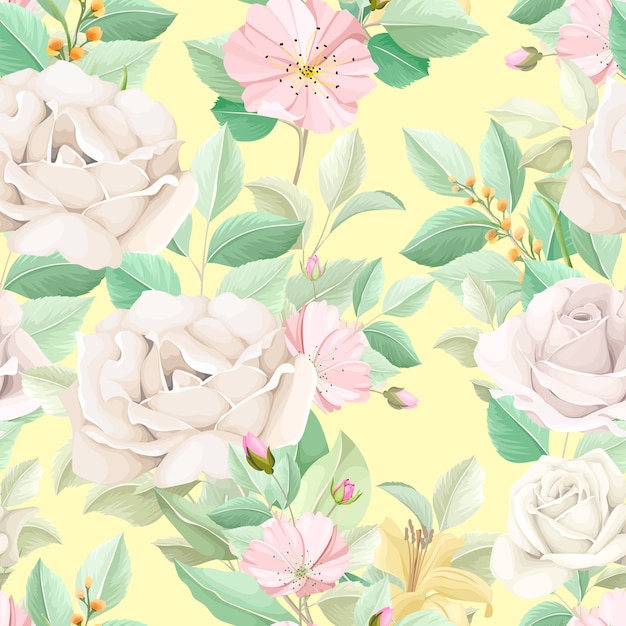 Free vector elegant floral seamless pattern