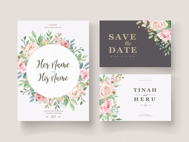 elegant floral wedding invitation card set