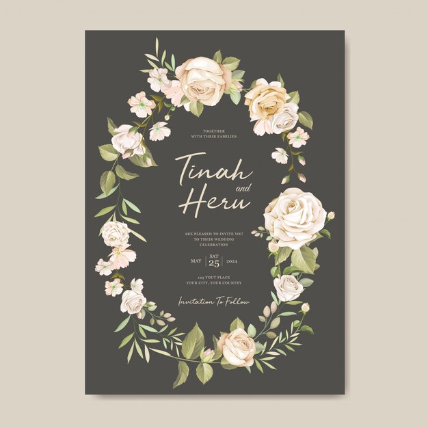 elegant floral wedding invitation card template