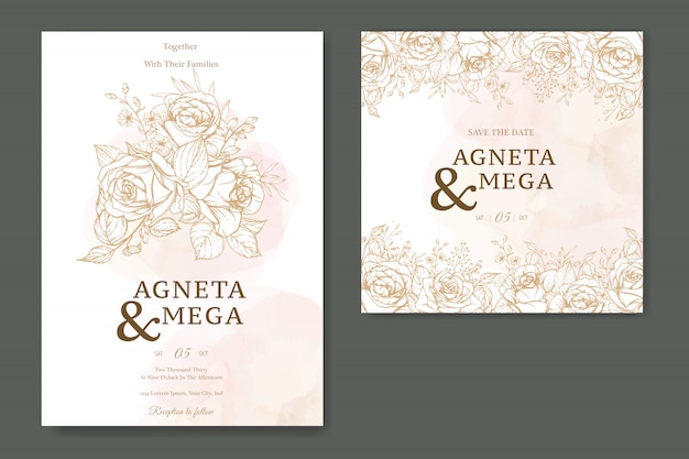 elegant floral wedding invitation card template