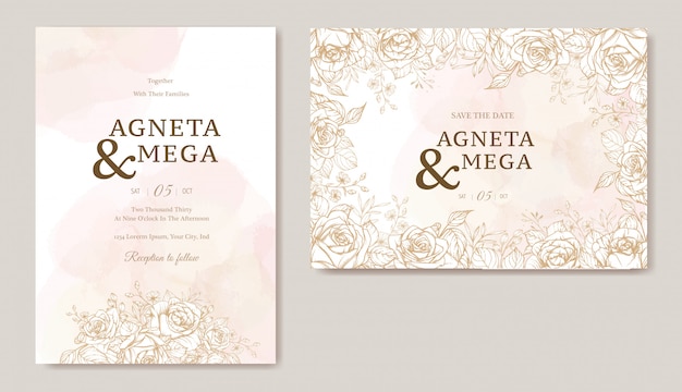 elegant floral wedding invitation card template