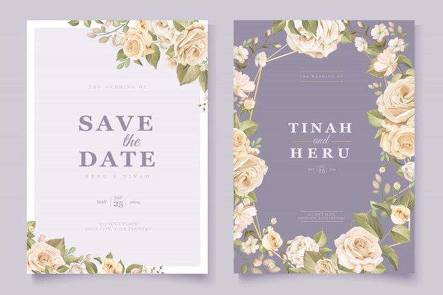 Elegant floral wedding invitation card