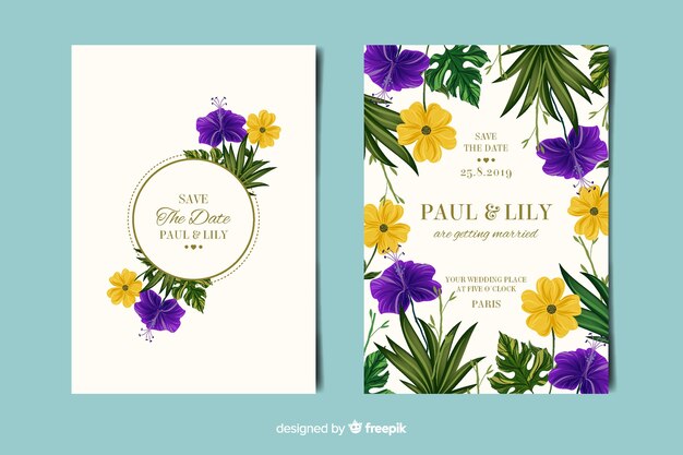 Elegant floral wedding invitation card