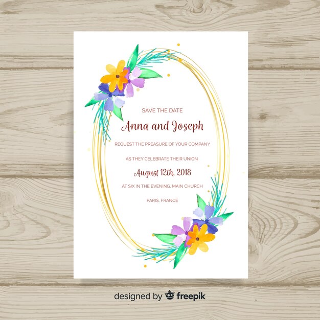 Elegant floral wedding invitation concept