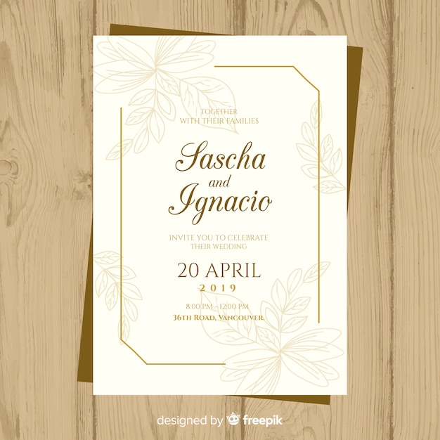 Elegant floral wedding invitation template