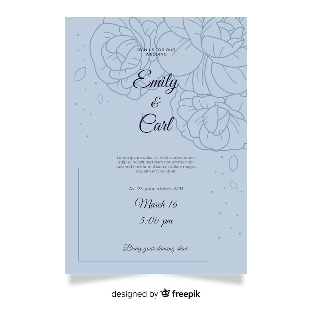 Elegant floral wedding invitation template