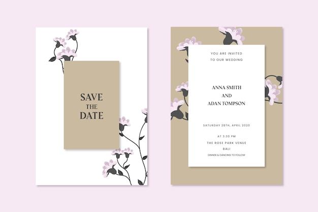 Free vector elegant floral wedding invitation template