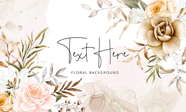 elegant flower frame background with watercolor