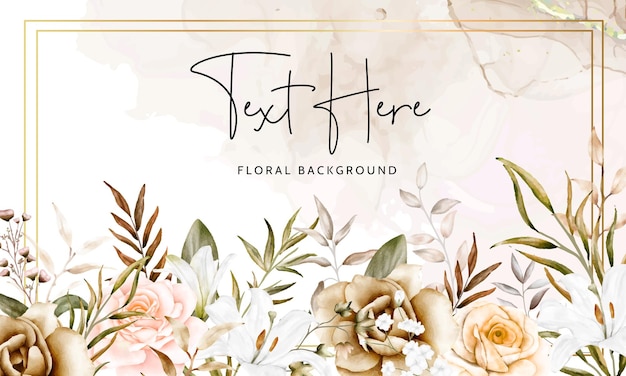 elegant flower frame background with watercolor