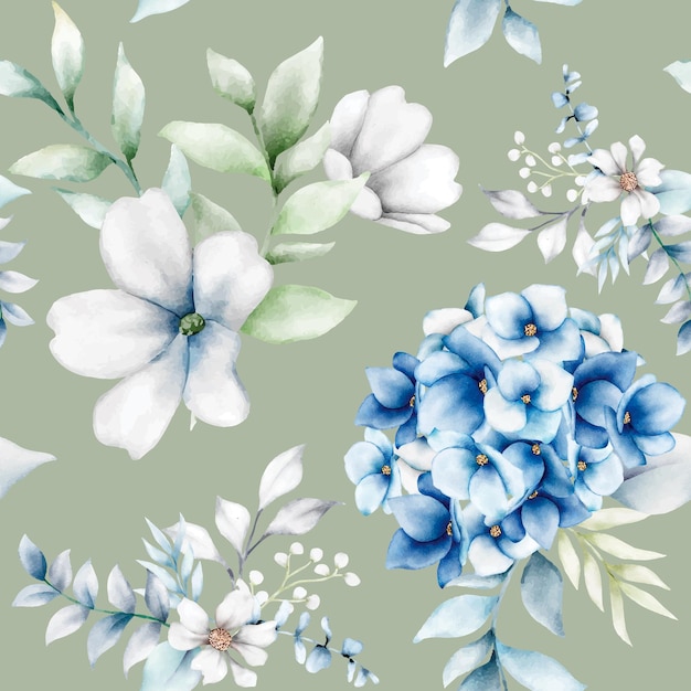 elegant flower seamless pattern with beautiful floral wreath