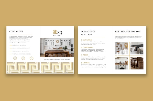 Free Vector elegant geometric real estate brochure