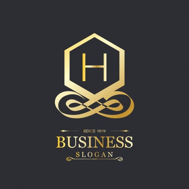 Free Vector elegant gold logo with the letter h