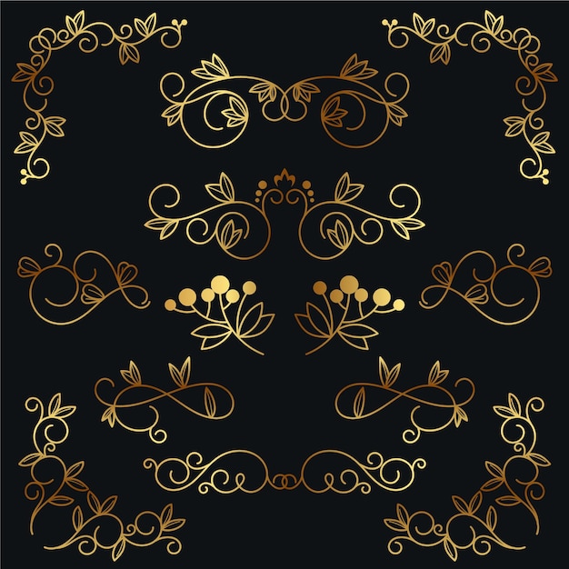 Free Vector elegant golden calligraphic ornament collection