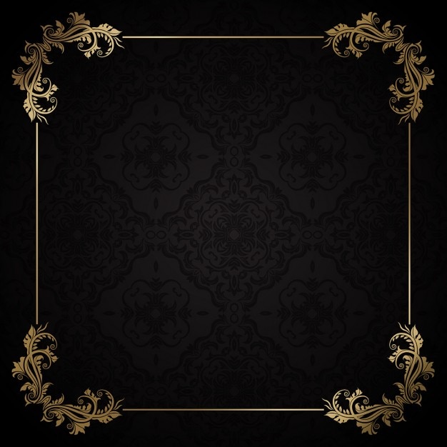 Elegant golden frame on a black background