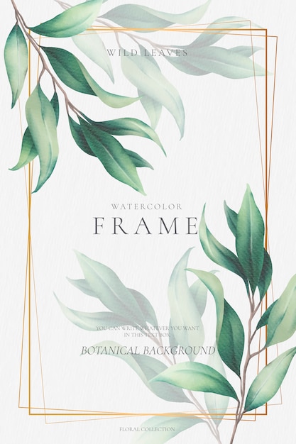 Elegant golden frame with beautiful leaves