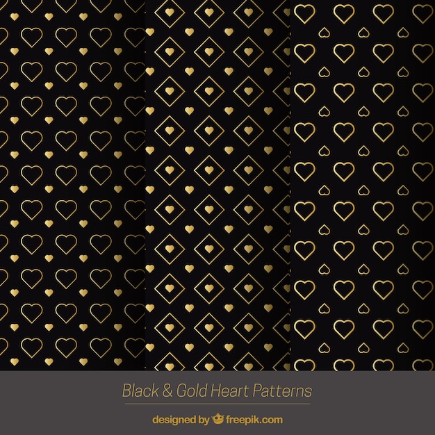 Free vector elegant golden hearts patterns