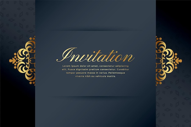 Elegant golden swirl dark background design for invitation