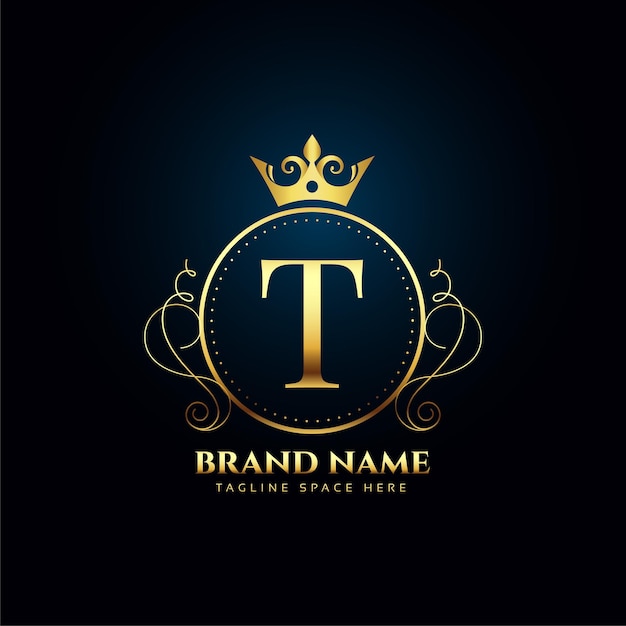 Free Vector elegant and golden t initial logo background for premium brands