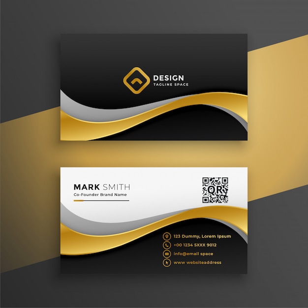 Elegant golden wavy premium business card