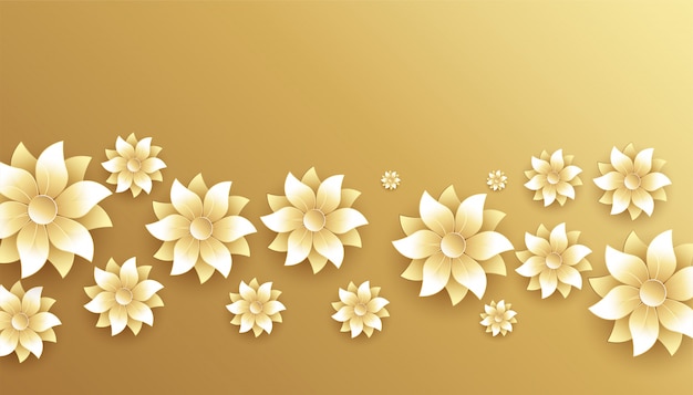 Elegant golden and white flowers decoration background