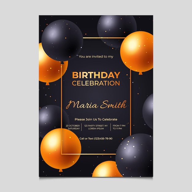 Elegant gradient birthday invitation template