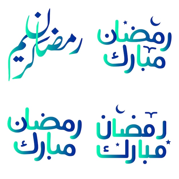 Free Vector elegant gradient green and blue vector illustration of ramadan kareem with arabic calligraphy