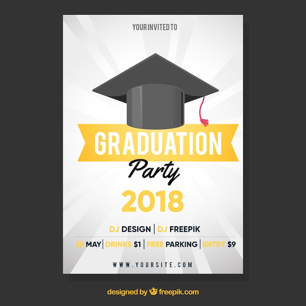 Elegant graduation invitation template flat design