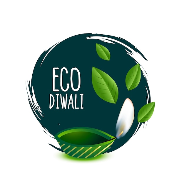 Free Vector elegant green diwali event card in eco friendly concept vector illustration