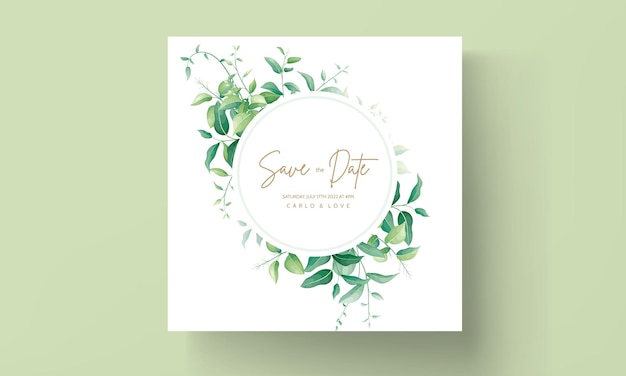 Free vector elegant greenery leaves watercolor wedding invitation