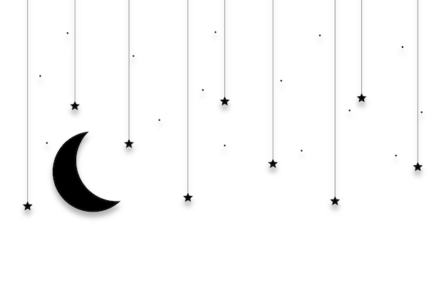 Free Vector elegant half moon and star in hanging style