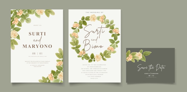 elegant hand drawing wedding invitation floral design