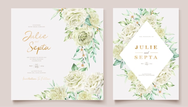 Elegant hand drawing wedding invitation floral design