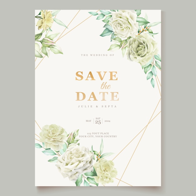 Elegant hand drawing wedding invitation floral design