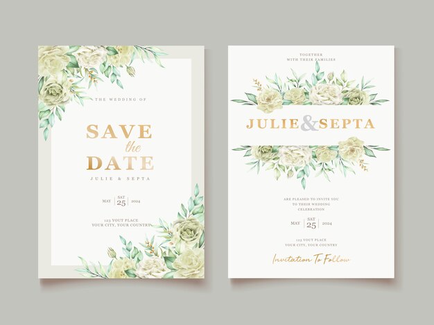 elegant hand drawing wedding invitation floral design