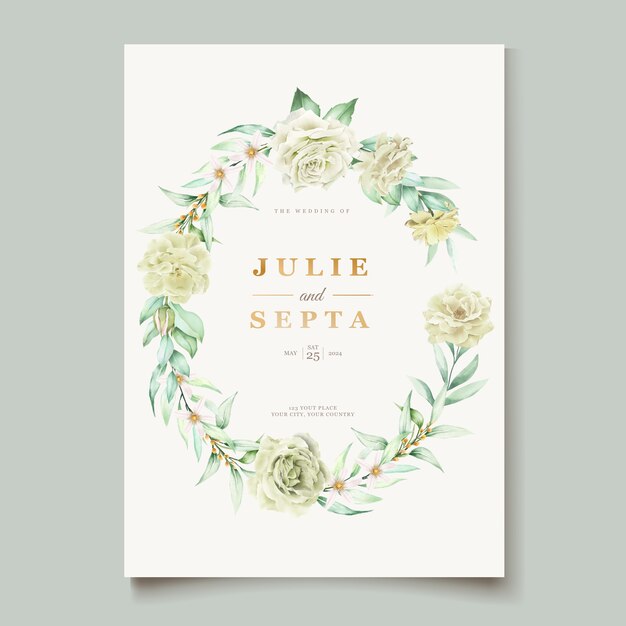 elegant hand drawing wedding invitation floral design