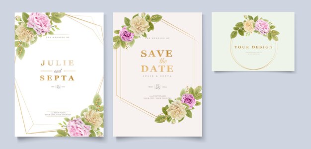 elegant hand drawing wedding invitation floral design