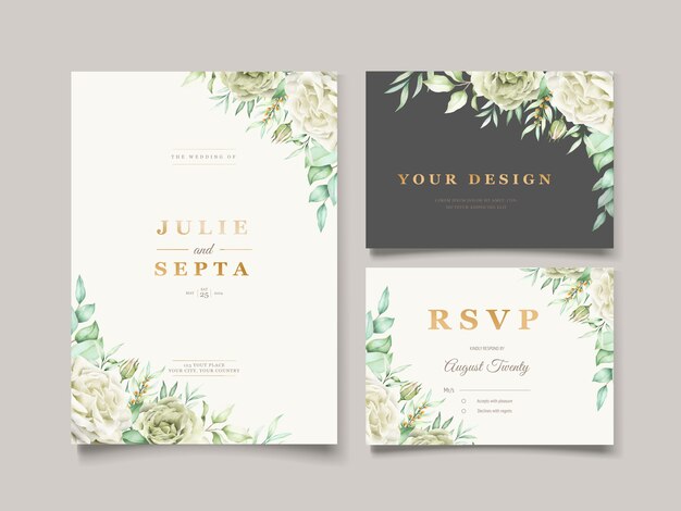 Elegant hand drawing wedding invitation floral design