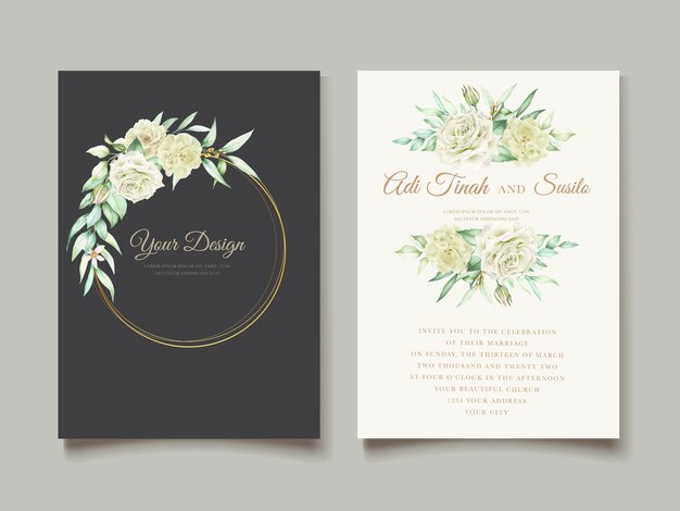 elegant hand drawing wedding invitation floral design