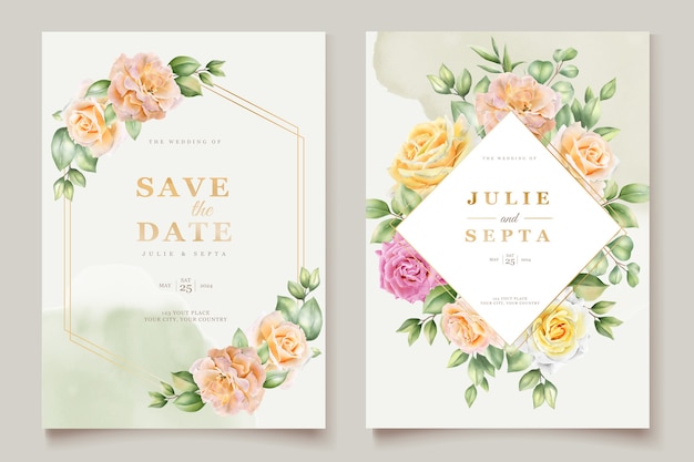 elegant hand drawing wedding invitation floral design