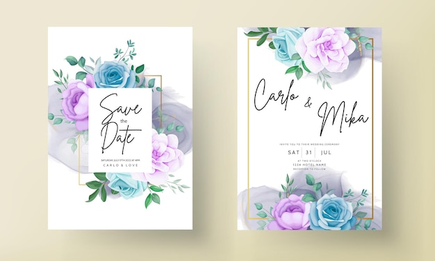 Elegant hand drawing wedding invitation floral design