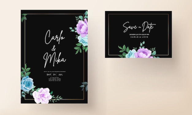 Elegant hand drawing wedding invitation floral design