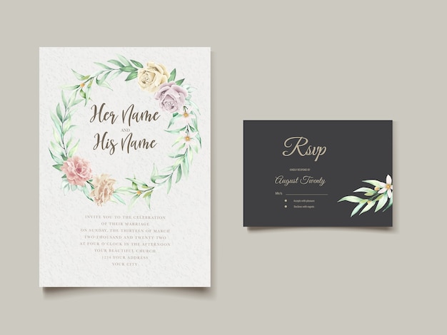 elegant hand drawing wedding invitation floral 