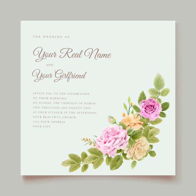 elegant hand drawing wedding invitation floral 