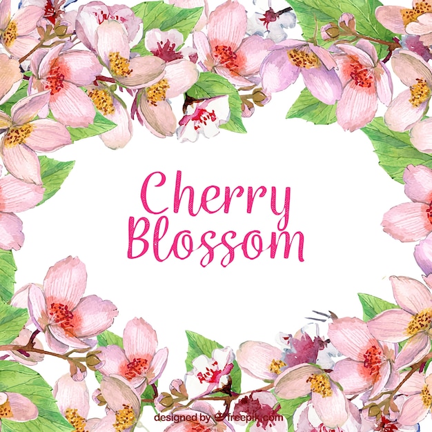 Elegant hand drawn cherry blossom background