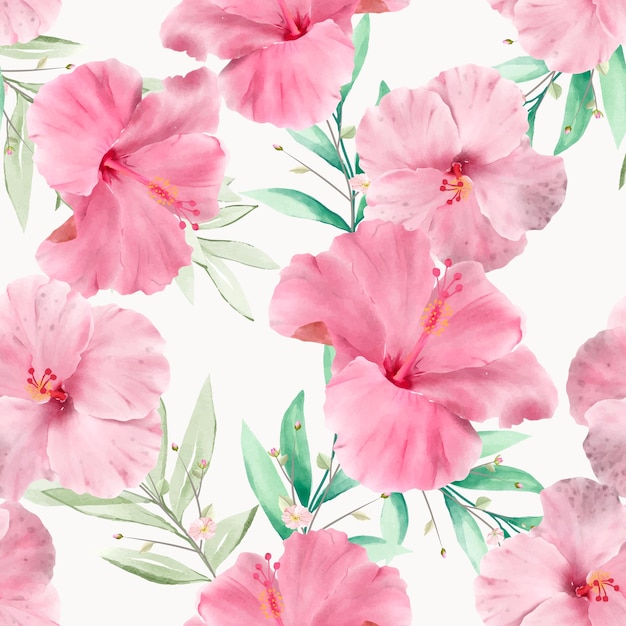 elegant hand drawn floral and leaves seamless pattern